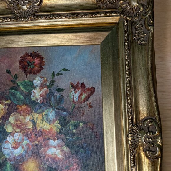 Signed StIll Life Oil Painting with Original Gold Frame and Backing - Picture 13 of 15